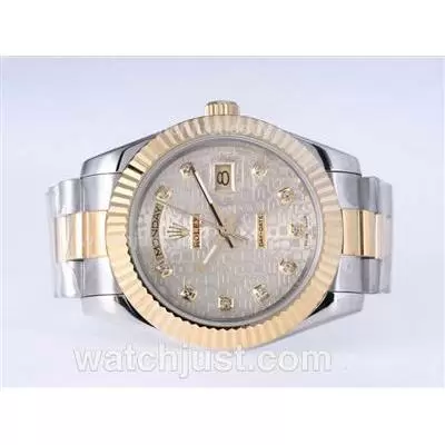 Rolex Day Date Ii Automatic Two Tone Diamond Marking With Computer Dial 41mm New Version