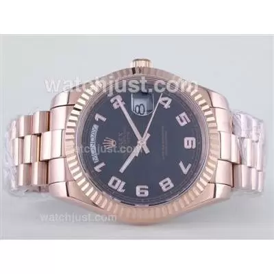 Rolex Day Date Ii Automatic Movement Full Rose Gold With Black Dial 41mm