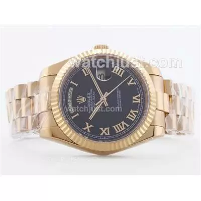 Rolex Day Date Ii Automatic Movement Full Gold Black Dial With Roman Numerals