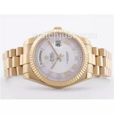 Rolex Day Date Ii Automatic Movement Full Gold White Dial With Roman Numerals