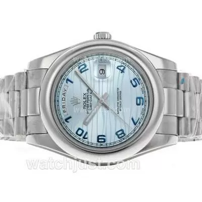 Rolex Date Date Ii Automatic With Blue Dial S/s Arabic Marking