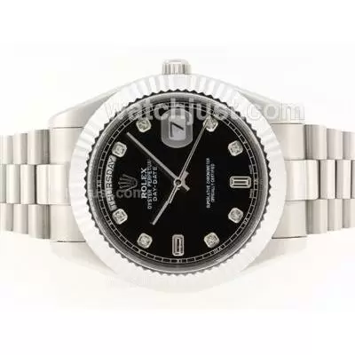 Rolex Day Date Ii Automatic Movement Diamond Markers With Black Dial 41mm Version