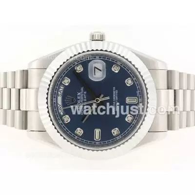 Rolex Day Date Ii Automatic Movement Diamond Markers With Blue Dial 41mm Version