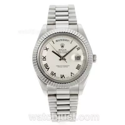 Rolex Day Date Ii Automatic Movement Roman Markers With White Dial 41mm Version