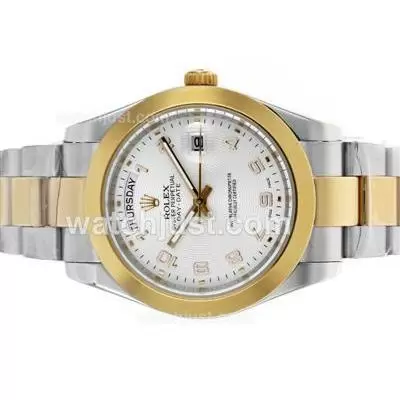 Rolex Day Date Ii Automatic Two Tone Number Markers With White Dial