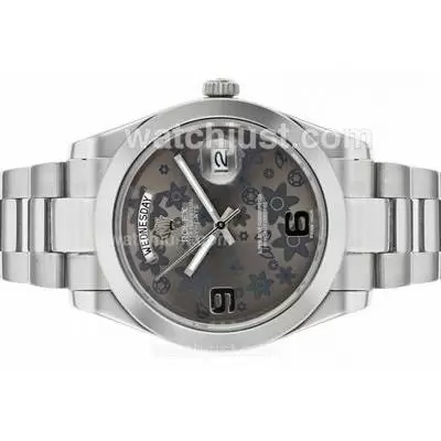 Rolex Day Date Ii Automatic With Gray Floral Motif Dial S/s