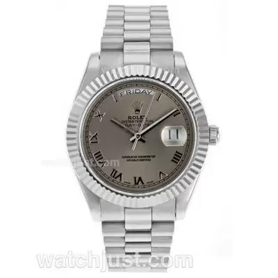 Rolex Day Date Ii Automatic Movement Roman Markers With Gray Dial