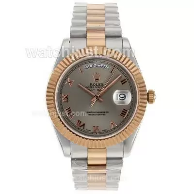 Rolex Day Date Ii Automatic Movement Two Tone Roman Markers With Gray Dial