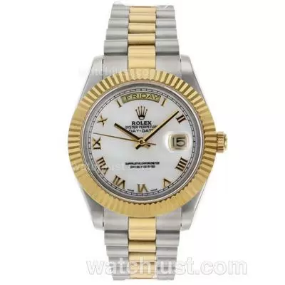 Rolex Day Date Ii Automatic Movement Two Tone Roman Markers With Mop Dial