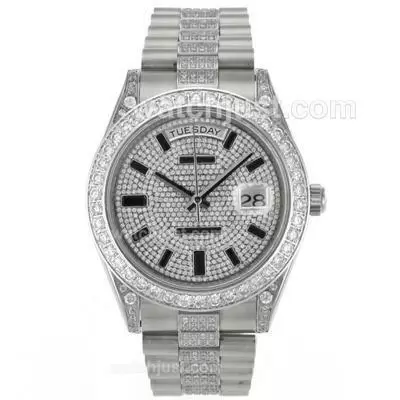 Rolex Day Date Ii Automatic Movement With Diamond Bezel And Dial