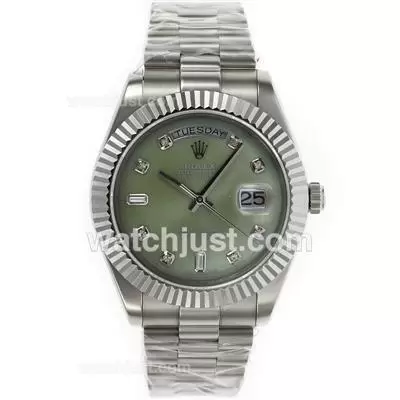 Rolex Day Date Ii Automatic Movement Diamond Markers With Green Mop Dial S/s Same Chassis As Eta Version High Quali