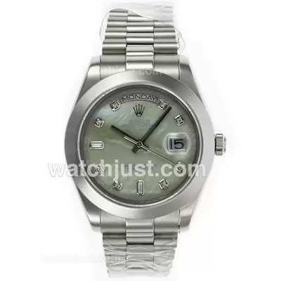 Rolex Day Date Ii Automatic Movement Diamond Markers With Green Mop Dial S/s Same Chassis As Eta Version High Quali