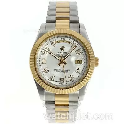 Rolex Day Date Ii Automatic Two Tone Number Marking With White Dial 41mm New Version