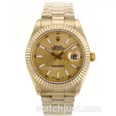 Rolex Day Date Ii Automatic Movement Full Gold Stick Markers With Golden Dial