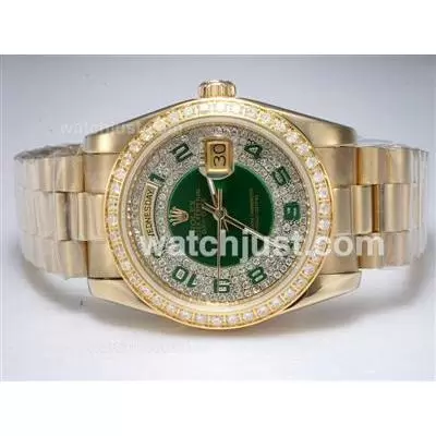 Rolex Day Date Automatic Full Gold With Diamond Bezel And Marking