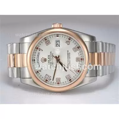 Rolex Day Date Automatic Movement With 18k Rose Gold Two Tone