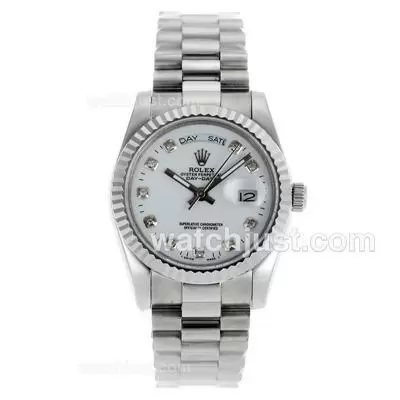 Rolex Day Date Automatic Diamond Markers With White Dial Sapphire Glass