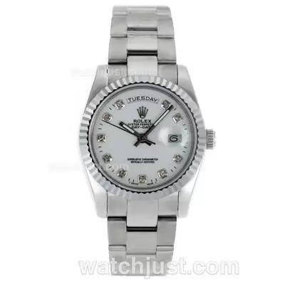 Rolex Day Date Automatic Diamond Markers With White Dial Sapphire Glass