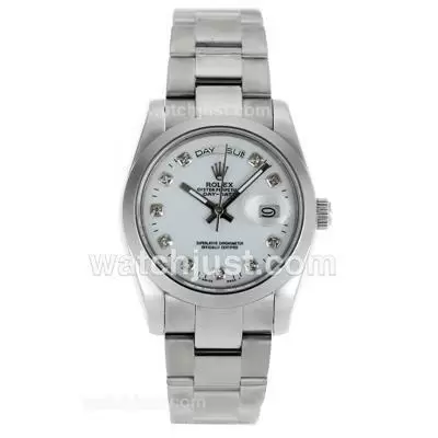 Rolex Day Date Automatic Diamond Markers With White Dial Sapphire Glass