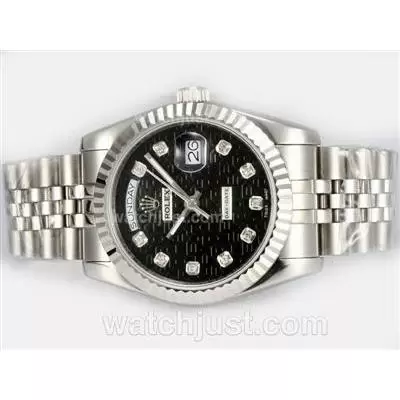 Rolex Day Date Automatic Diamond Marking With Black Computer Dial