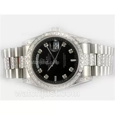 Rolex Day Date Automatic Movement With Diamond Strap And Bezel