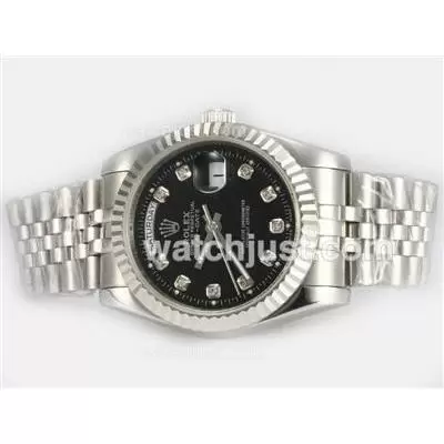 Rolex Day Date Automatic Diamond Marking With Black Dial