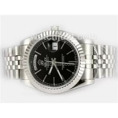 Rolex Day Date Automatic With Black Dial Stick Marking