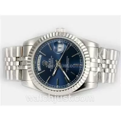 Rolex Day Date Automatic With Blue Dial Stick Marking