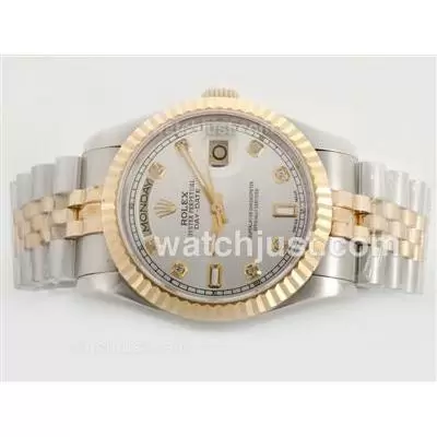 Rolex Day Date Automatic Movement Two Tone /14k Wrapped Gold Diamond Marking