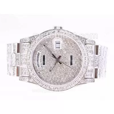 Rolex Day Date Automatic Movement Full Diamond Dial And Strap