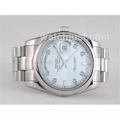 Rolex Day Date Automatic Diamond Marking With Blue Dial