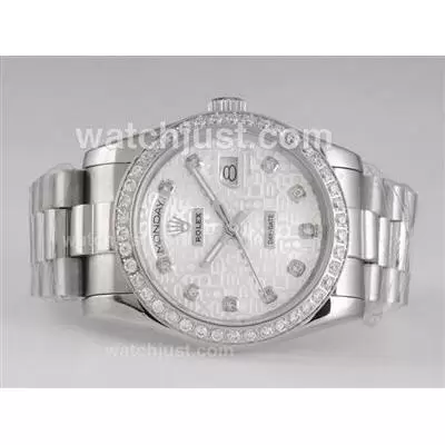 Rolex Day Date Automatic Diamond Marking And Bezel With Computer Dial