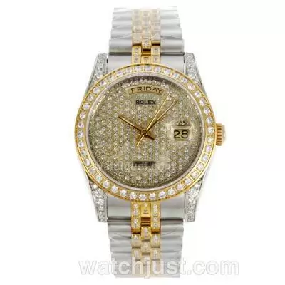 Rolex Day Date Automatic Movement Two Tone With Full Diamond