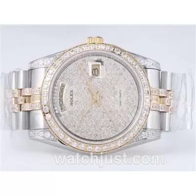 Rolex Day Date Automatic Movement Two Tone With Diamond Bezel And Dial