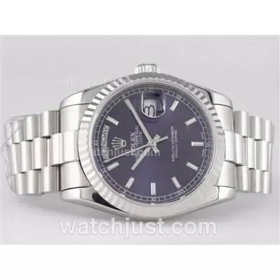 Rolex Day Date Automatic Movement With Blue Dial Stick Marking