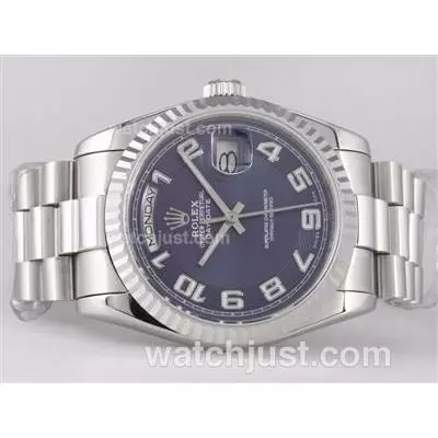 Rolex Day Date Automatic Movement With Blue Dial Number Marking