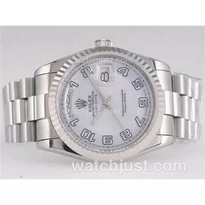 Rolex Day Date Automatic Movement With Light Blue Dial Number Marking