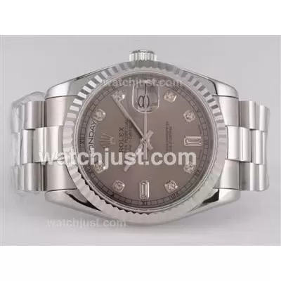 Rolex Day Date Automatic Movement With Gray Dial Diamond Marking