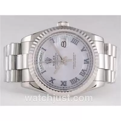 Rolex Day Date Automatic Movement With Light Blue Dial Roman Marking