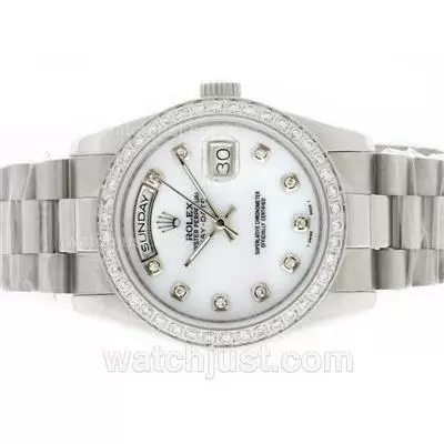 Rolex Day Date Automatic Diamond Marking And Bezel With Mop Dial