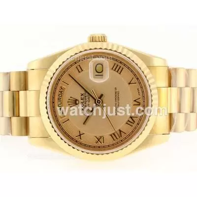 Rolex Day Date Automatic Movement Full Gold With Champagne Dial Roman Marking