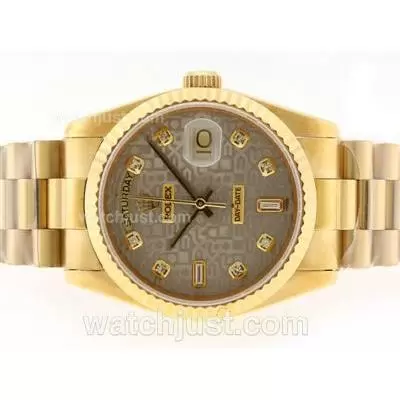 Rolex Day Date Automatic Movement Full Gold Diamond Marking With Gray Computer Dial