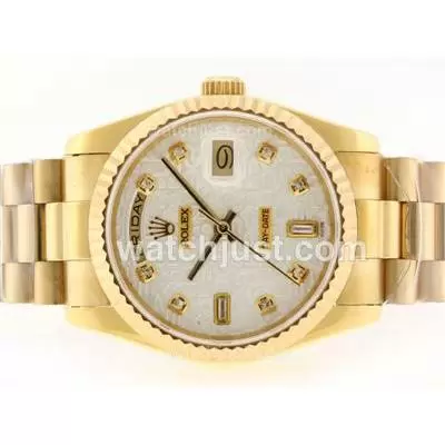 Rolex Day Date Automatic Movement Full Gold Diamond Marking With Computer Dial