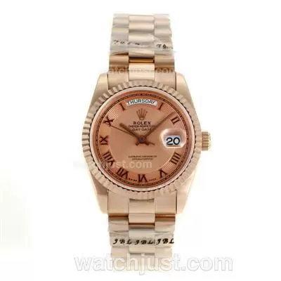 Rolex Day Date Automatic Movement Full Rose Gold With Champagne Dial Roman Markers