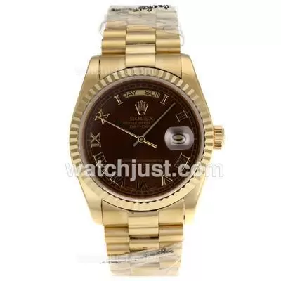 Rolex Day Date Automatic Movement Full Gold With Brown Dial Roman Markers