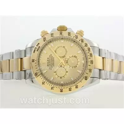 Rolex Daytona Ii Automatic Yg/ss Two Tone With Golden Dial/stick Marking 42mm Version