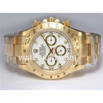 Rolex Daytona Automatic Full 18k Gold Plated With White Dial