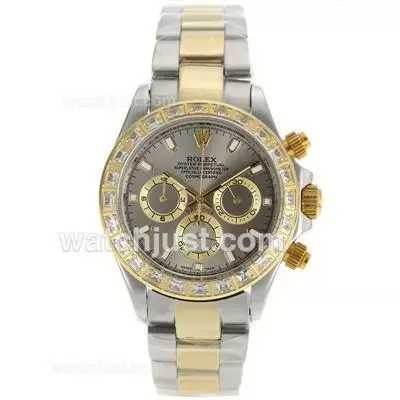 Rolex Daytona Working Two Tone Cz Diamond Bezel Stick Markers With Golden Dial