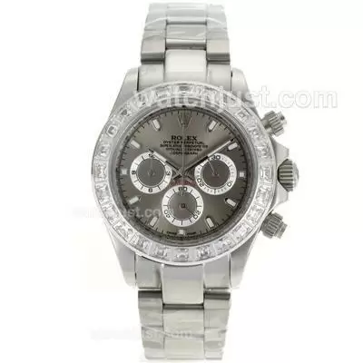 Rolex Daytona Working Cz Diamond Bezel Stick Markers With Gray Dial