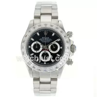 Rolex Daytona Working Cz Diamond Bezel Stick Markers With Black Dial